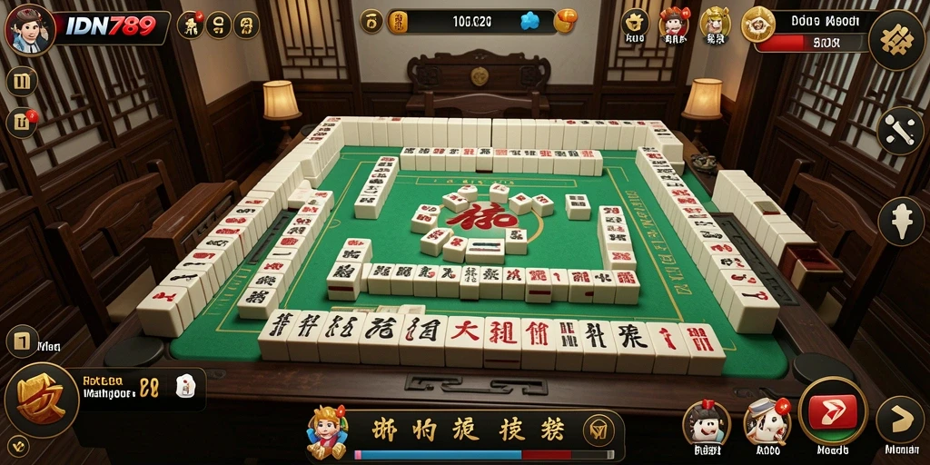Screenshot utama IDN789 menampilkan gameplay Mahjong yang menarik.