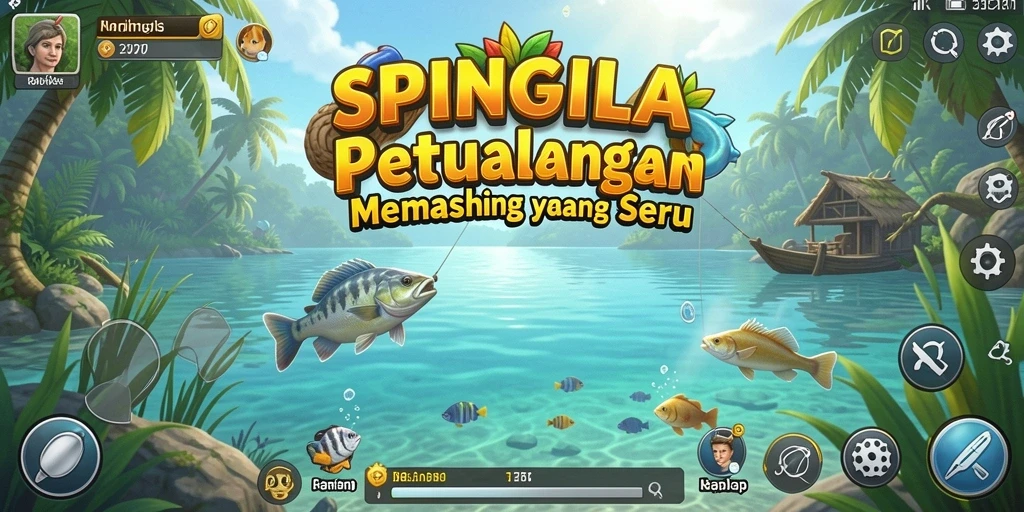 Gameplay SPINGILA dengan berbagai lokasi memancing yang menakjubkan.